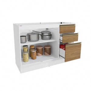 Gabinete Inferior 120cm Cajones Kappesberg Blanco/Marrón