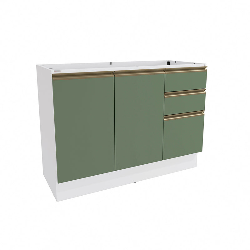 Gabinete Inferior 120cm Cajones Kappesberg Blanco/Verde