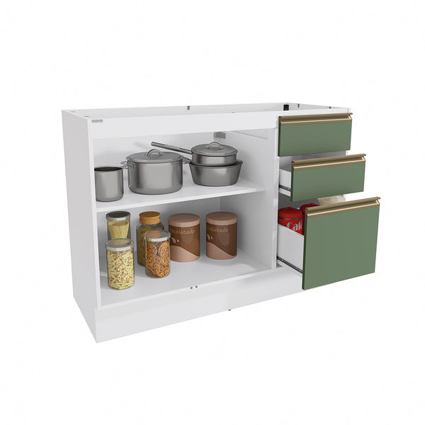 Gabinete Inferior 120cm Cajones Kappesberg Blanco/Verde