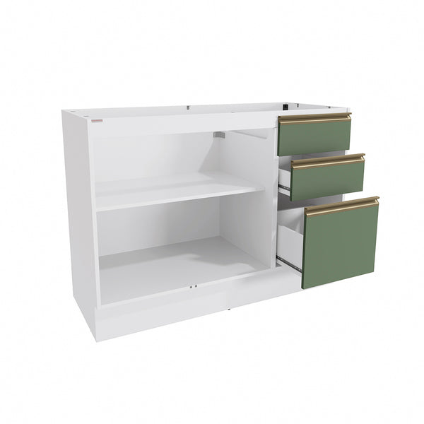 Gabinete Inferior 120cm Cajones Kappesberg Blanco/Verde