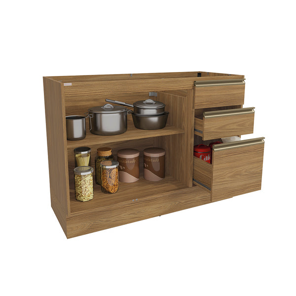 Gabinete Inferior 120cm Cajones Kappesberg Marrón