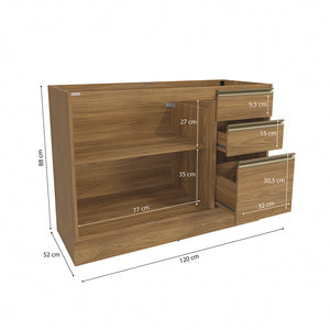 Gabinete Inferior 120cm Cajones Kappesberg Marrón