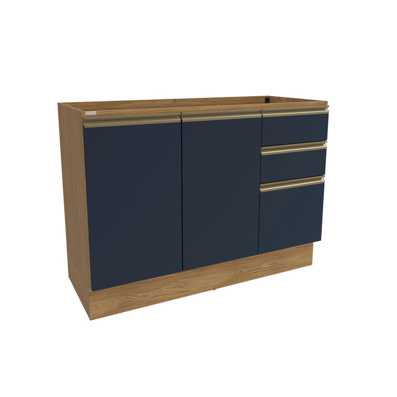 Gabinete Inferior 120cm Cajones Kappesberg Marrón/Azul