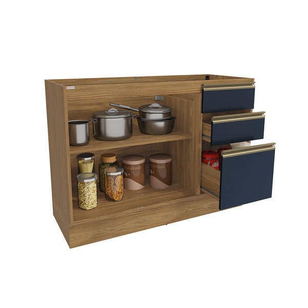 Gabinete Inferior 120cm Cajones Kappesberg Marrón/Azul