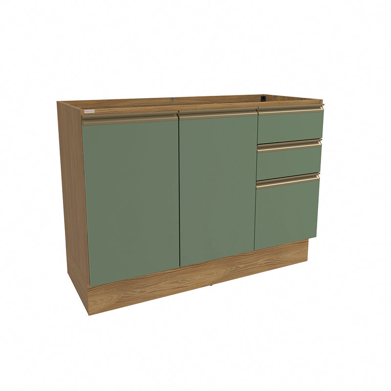 Gabinete Inferior 120cm Cajones Kappesberg Marrón/Verde
