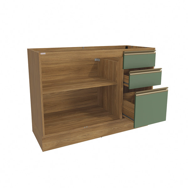 Gabinete Inferior 120cm Cajones Kappesberg Marrón/Verde
