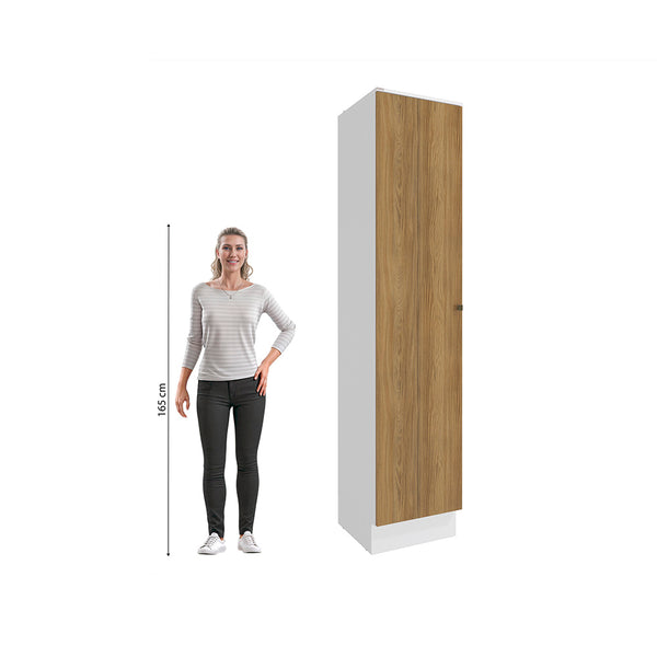 Alacena Despensa 50cm 1 Puerta MDF Kappesberg Blanco/Marrón