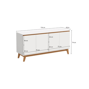 Aparador Bufetero Kappesberg 156cm 4 Puertas Blanco