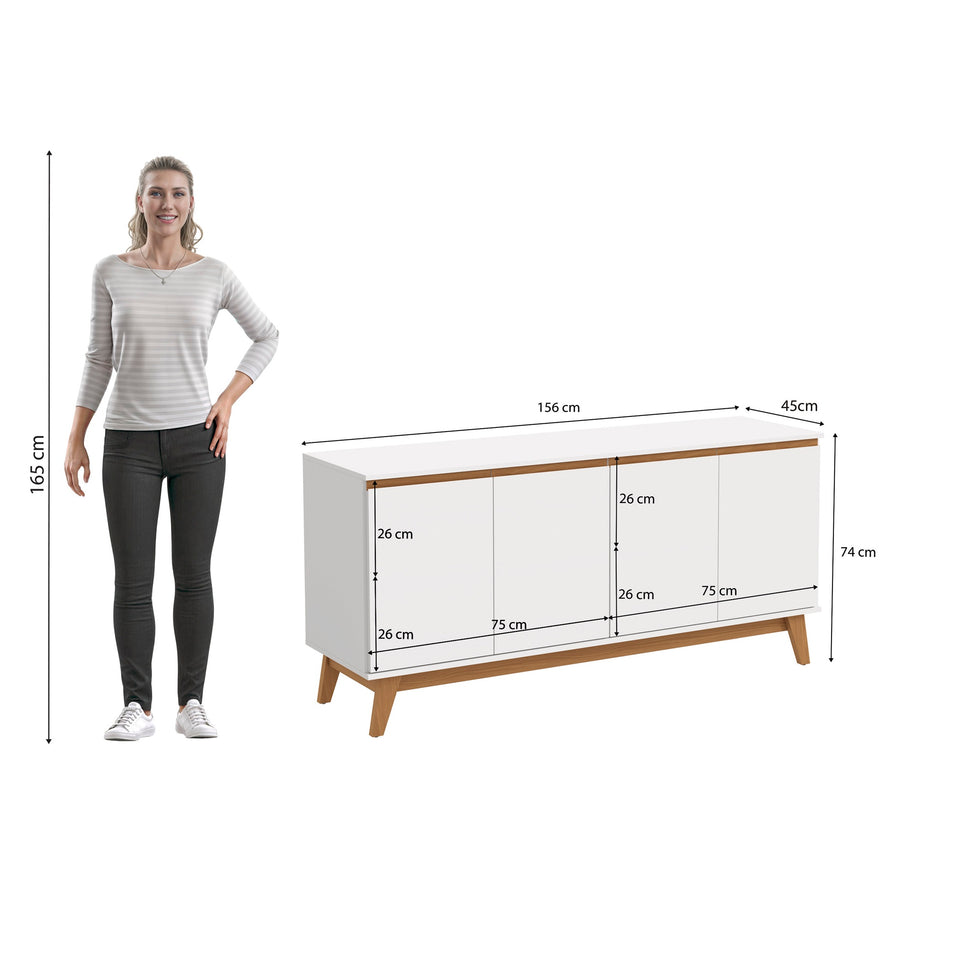 Aparador Bufetero Kappesberg 156cm 4 Puertas Blanco