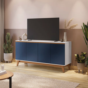 Aparador Bufetero Kappesberg 156cm 4 Puertas Blanco/Azul