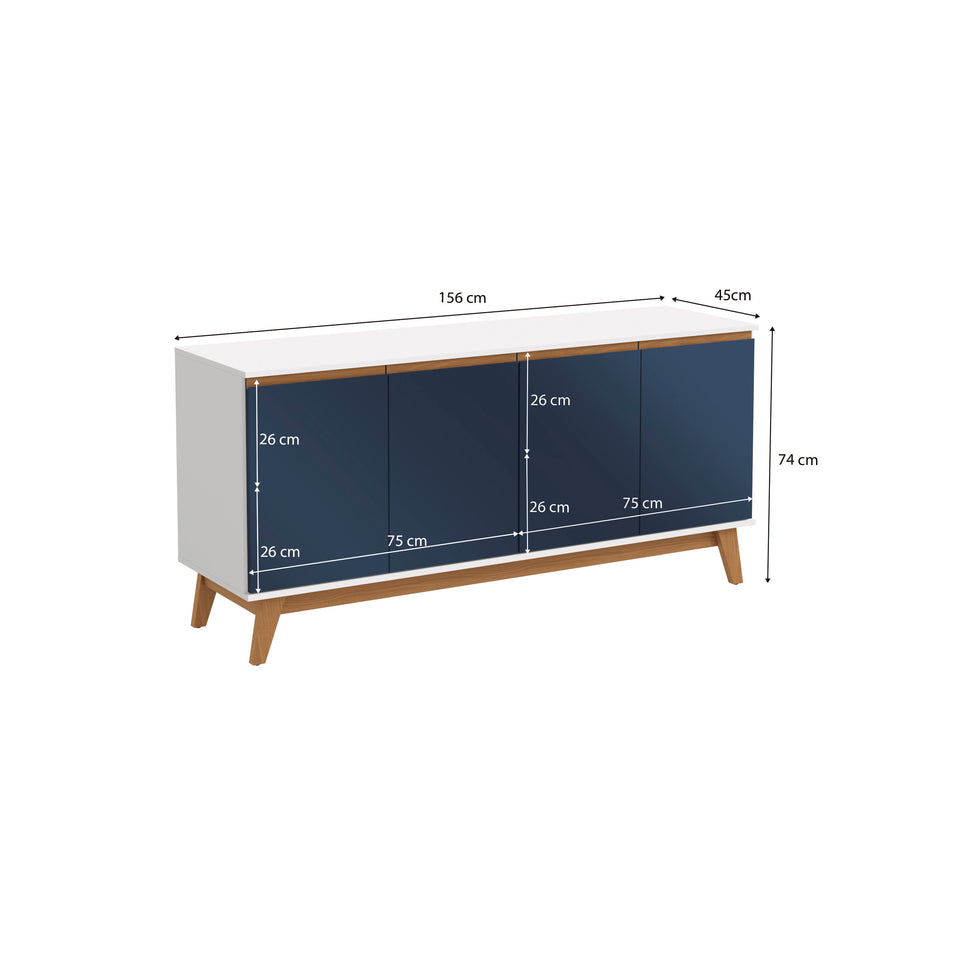 Bufetero Kappesberg Blanco/Azul 156 cm con 4 Puertas