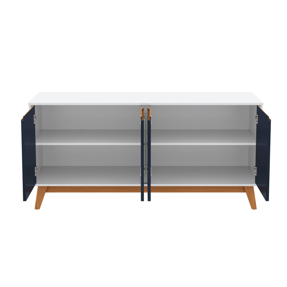 Aparador Bufetero Blanco/Azul 4 Puertas 156 cm Kappesberg