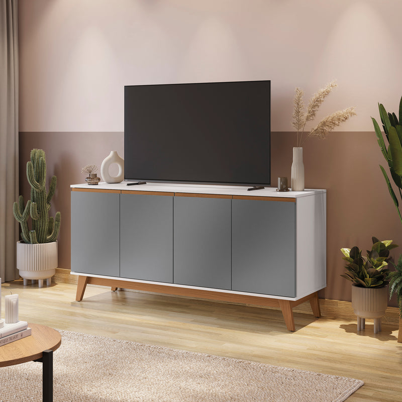 Aparador Bufetero Kappesberg 156cm 4 Puertas Blanco/Gris