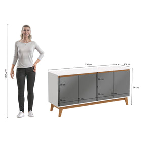 Aparador Bufetero Blanco/Gris 4 Puertas 156 cm Kappesberg