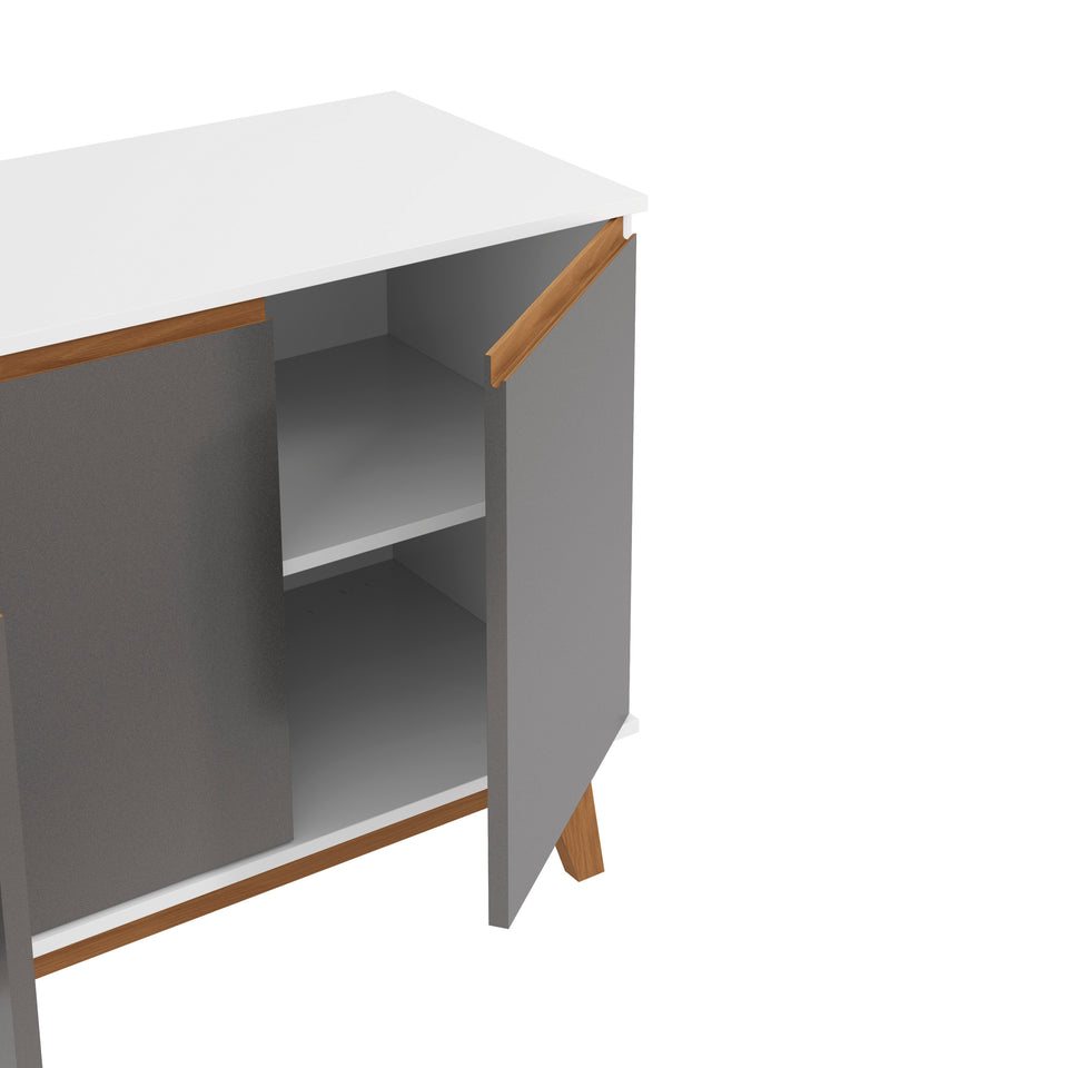 Aparador Bufetero Kappesberg 156cm 4 Puertas Blanco/Gris