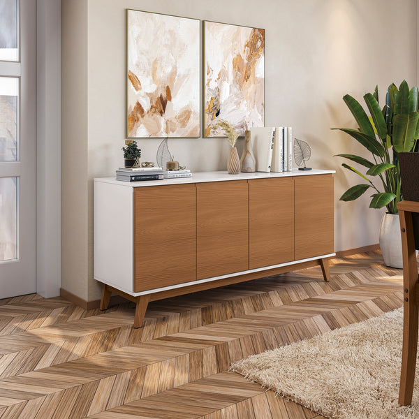 Aparador Bufetero Kappesberg 156cm 4 Puertas Blanco/Canela