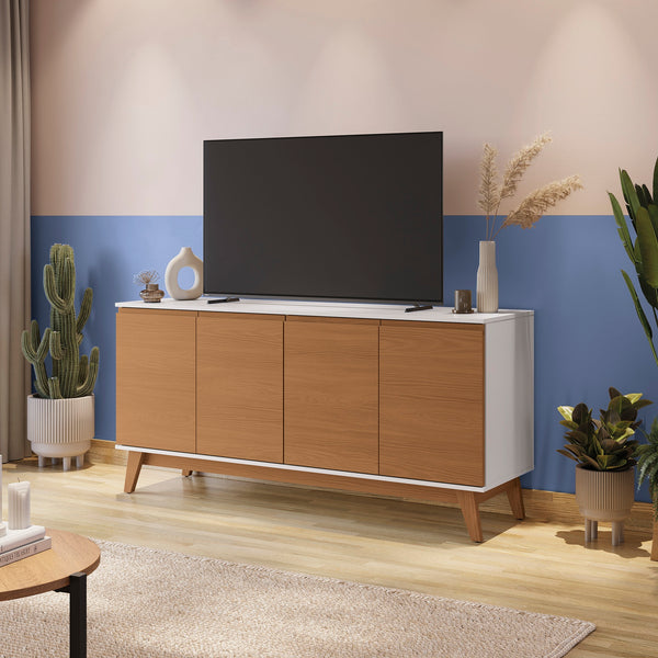 Aparador Bufetero Kappesberg 156cm 4 Puertas Blanco/Canela