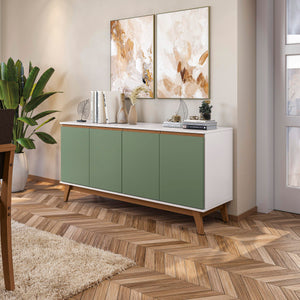 Aparador Bufetero Kappesberg 156cm 4 Puertas Blanco/Verde