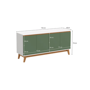 Aparador Blanco/Verde Kappesberg 156 cm 4 Puertas