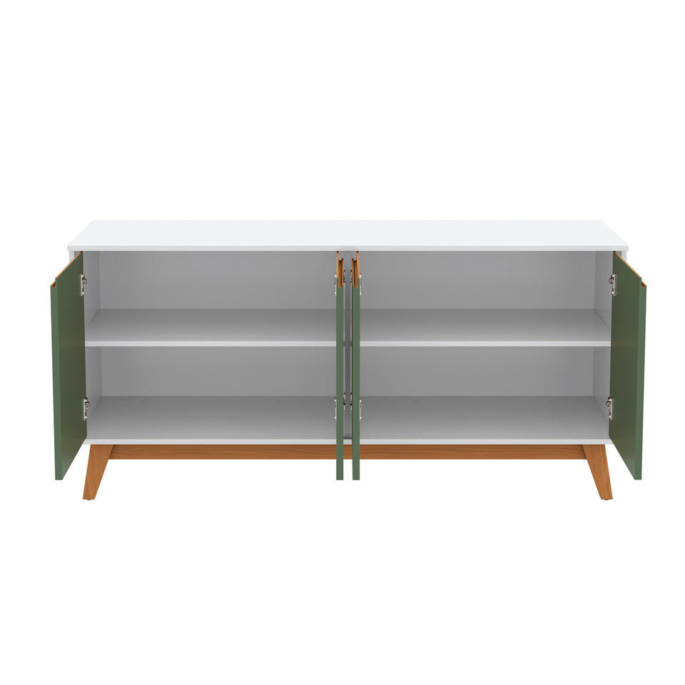 Aparador Blanco/Verde Kappesberg 156 cm 4 Puertas