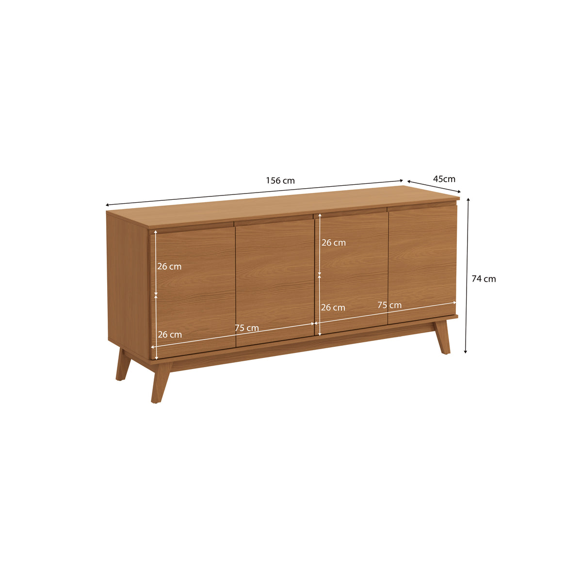Aparador Bufetero Kappesberg 156cm 4 Puertas Canela