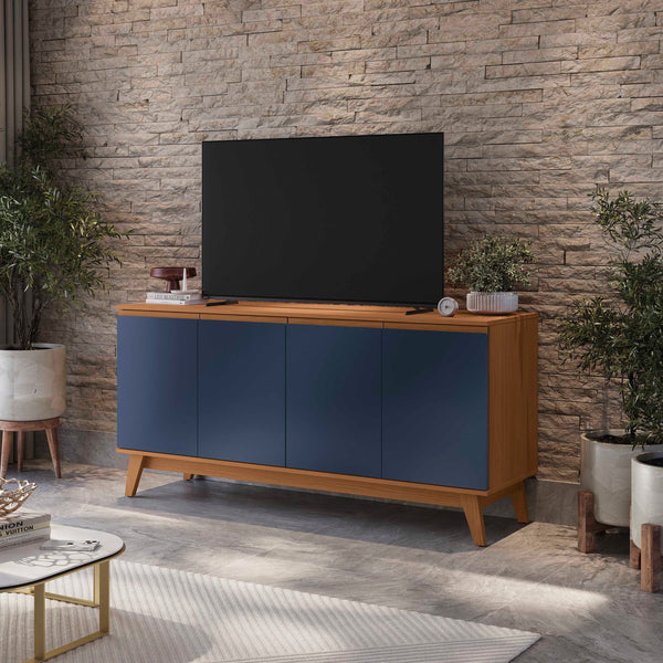 Aparador Bufetero Kappesberg 156cm 4 Puertas Canela/Azul