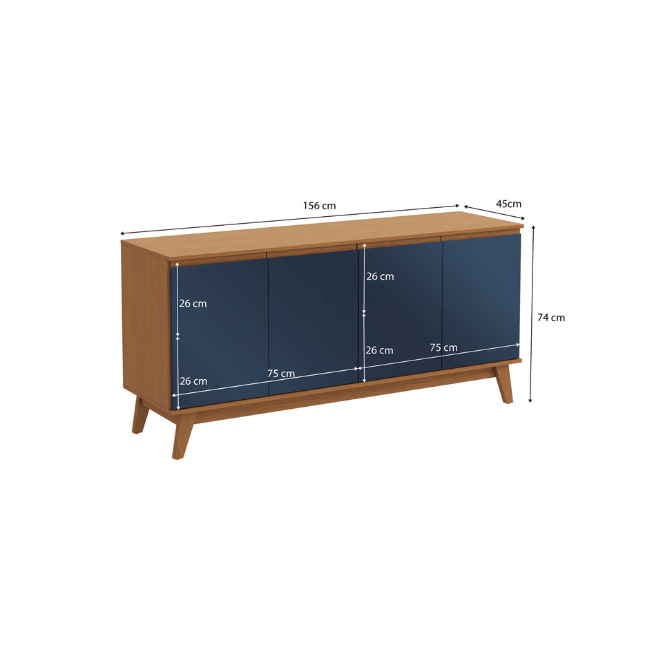 Aparador Canela/Azul Kappesberg 156 cm 4 Puertas