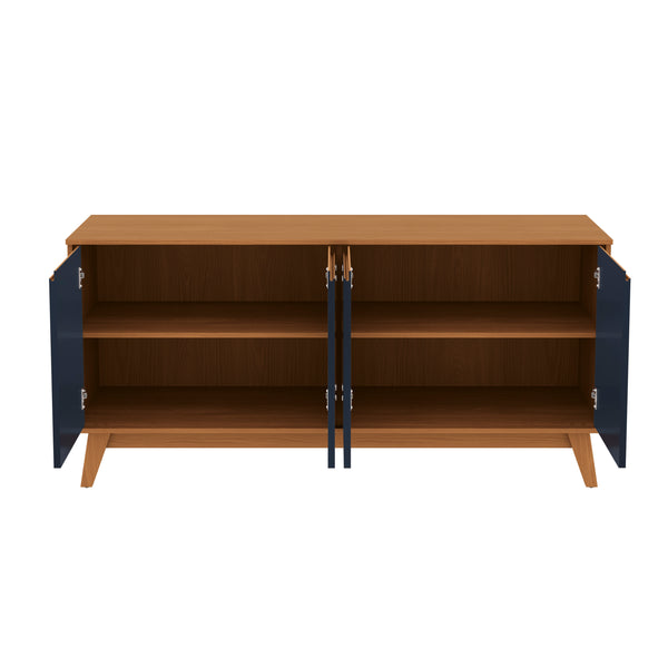 Aparador Bufetero Canela/Azul 4 Puertas 156 cm Kappesberg