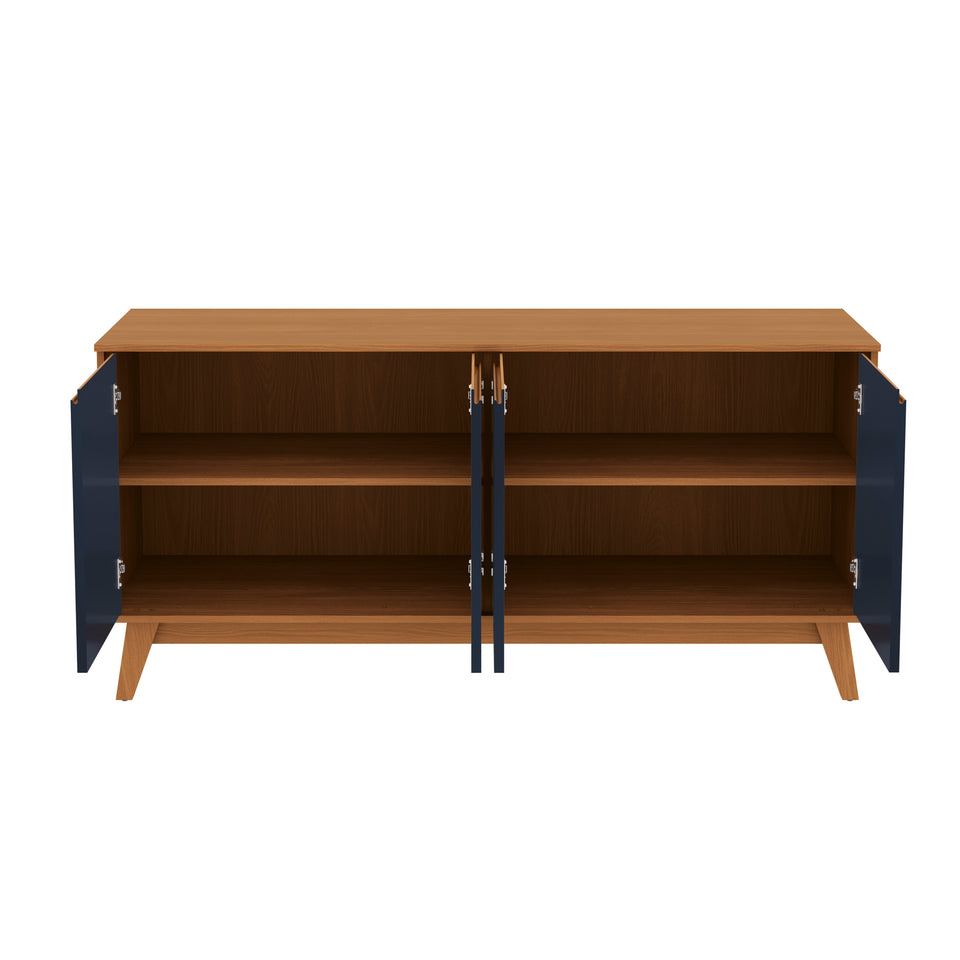 Aparador Bufetero Canela/Azul 4 Puertas 156 cm Kappesberg