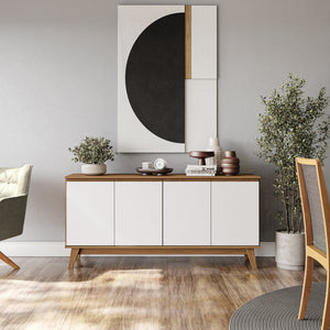 Aparador Bufetero Kappesberg 156cm 4 Puertas Canela/Blanco