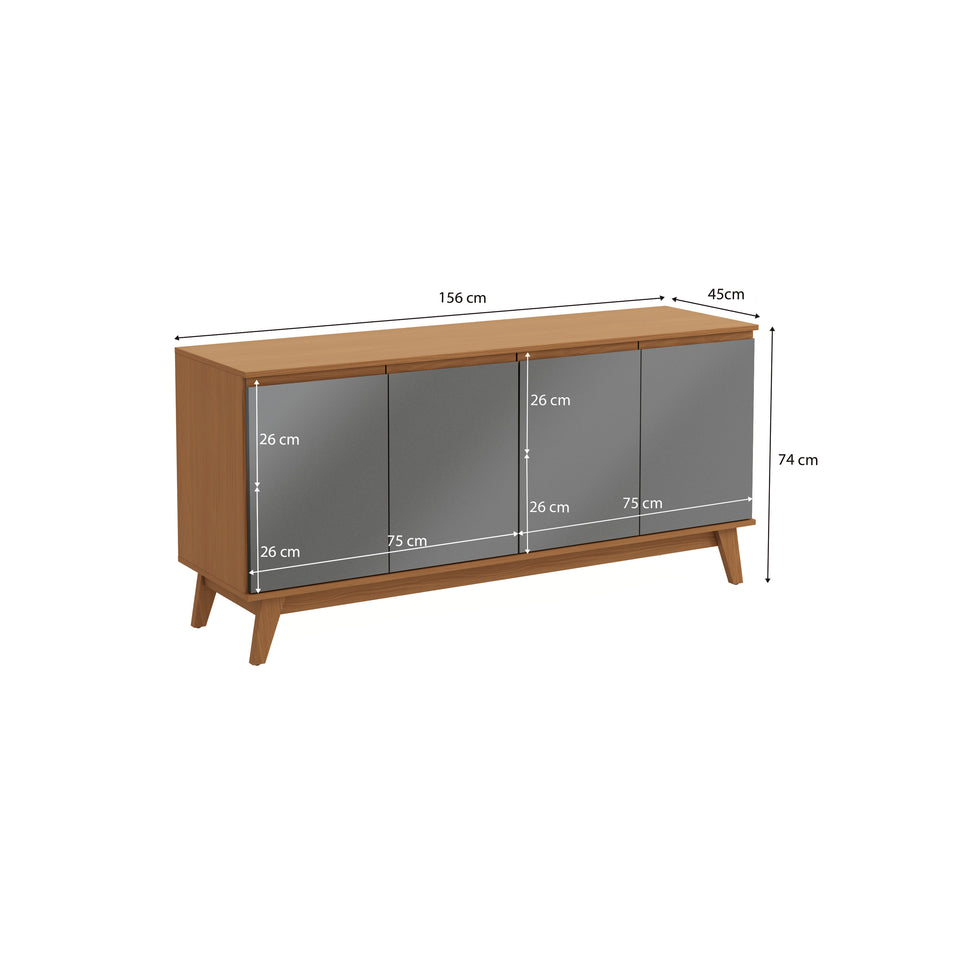 Aparador Canela/Gris Kappesberg 156 cm 4 Puertas