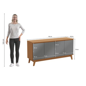 Bufetero Kappesberg Canela/Gris 156 cm con 4 Puertas