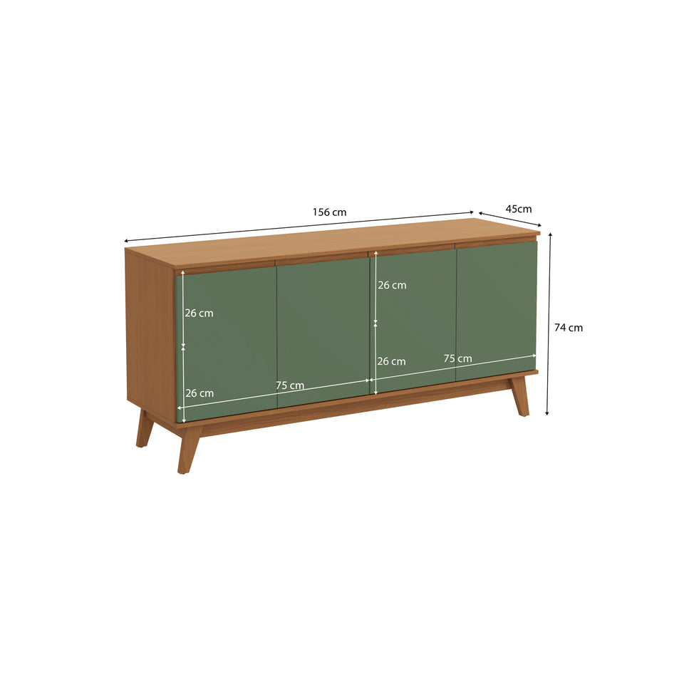Aparador Canela/Verde Kappesberg 156 cm 4 Puertas