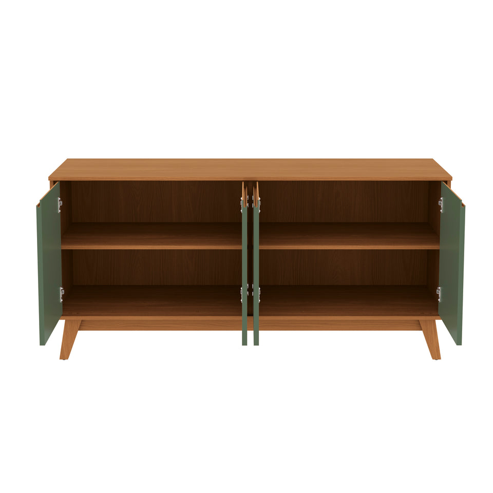 Aparador Bufetero Canela/Verde 4 Puertas 156 cm Kappesberg