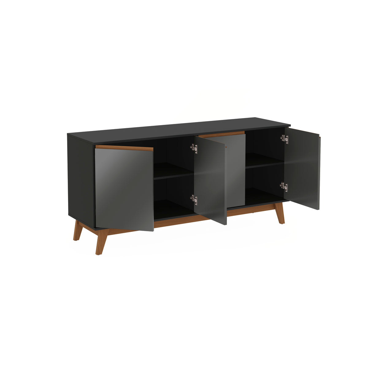 Aparador Vajillero Kappesberg 156cm 4 Puertas Negro/Gris