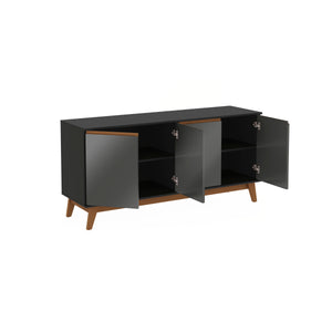 Aparador Vajillero Kappesberg 156cm 4 Puertas Negro/Gris