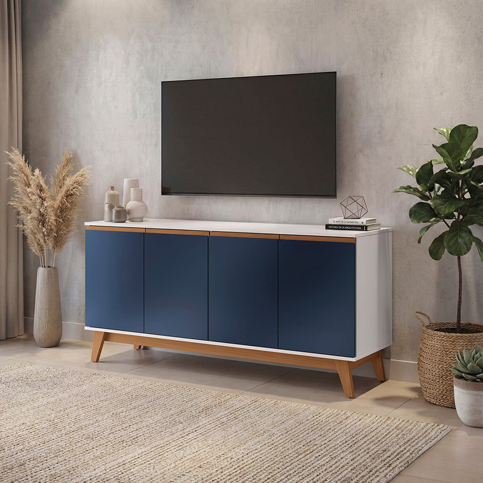 Bufetero Kappesberg Blanco/Azul 156 cm con 4 Puertas