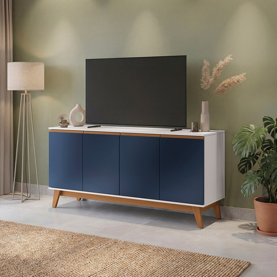 Aparador Blanco/Azul Kappesberg 156 cm 4 Puertas