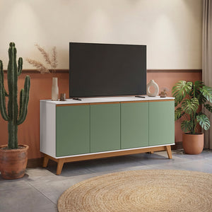 Aparador Blanco/Verde Kappesberg 156 cm 4 Puertas