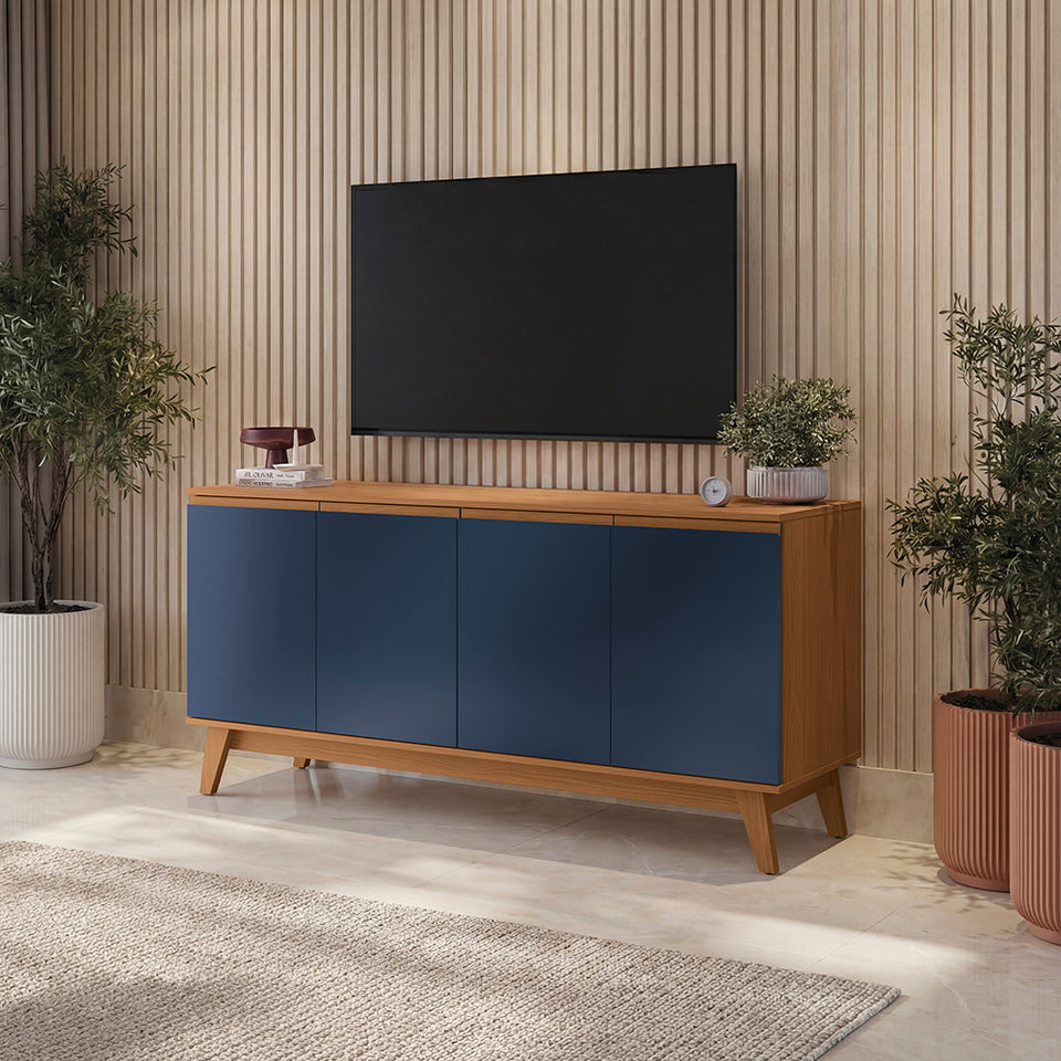 Aparador Canela/Azul Kappesberg 156 cm 4 Puertas