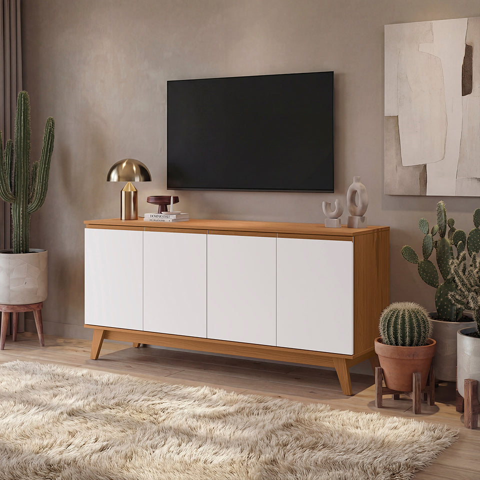 Aparador Bufetero Canela/Blanco 4 Puertas 156 cm Kappesberg