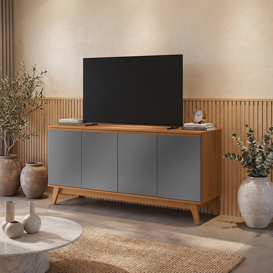 Aparador Canela/Gris Kappesberg 156 cm 4 Puertas