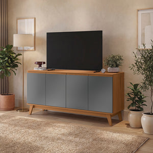 Aparador Bufetero Canela/Gris 4 Puertas 156 cm Kappesberg