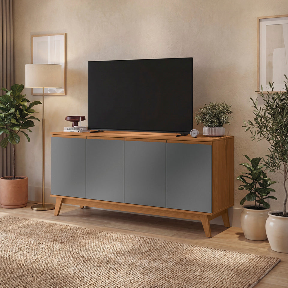 Aparador Bufetero Canela/Gris 4 Puertas 156 cm Kappesberg