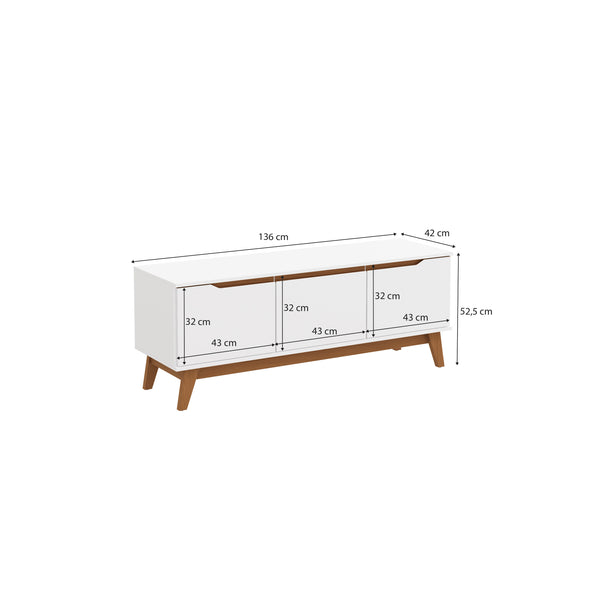 Mueble TV 55" Kappesberg 136cm con 3 Puertas Blanco