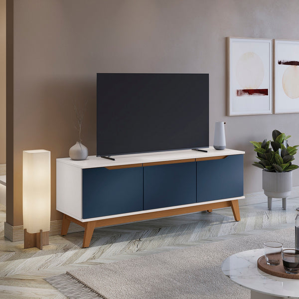 Mueble TV 55" Kappesberg 136cm con 3 Puertas Blanco/Azul