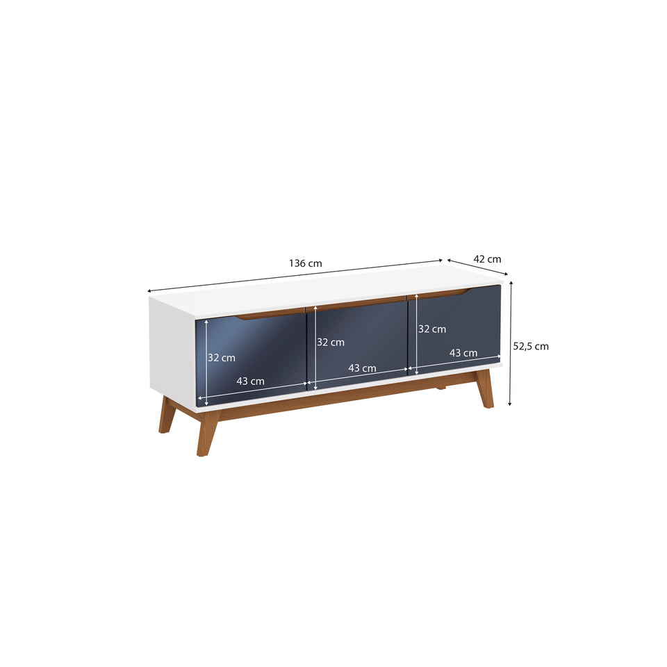 Rack TV Kappesberg 136 cm Blanco/Azul 3 Puertas