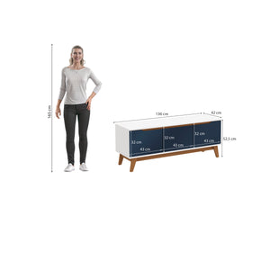Mueble TV 55" 3 Puertas 136 cm Blanco/Azul Kappesberg
