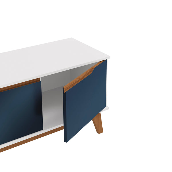 Mueble TV 55" Kappesberg 136cm con 3 Puertas Blanco/Azul