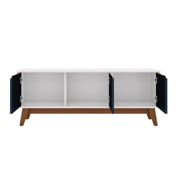 Mueble TV 55" 3 Puertas 136 cm Blanco/Azul Kappesberg